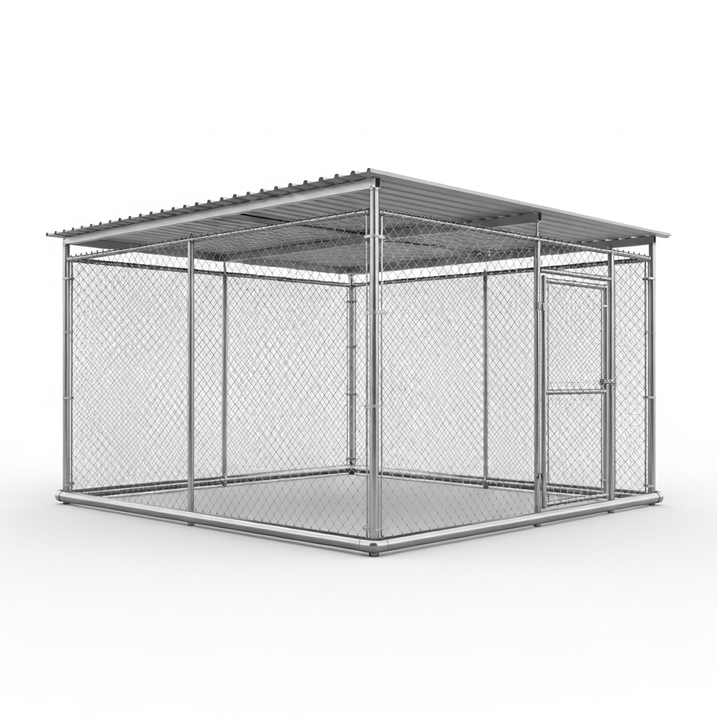 FRONTIER 10' × 10' CHAIN-LINK RUN WITH ROOF — Outdoor Dog Kennels