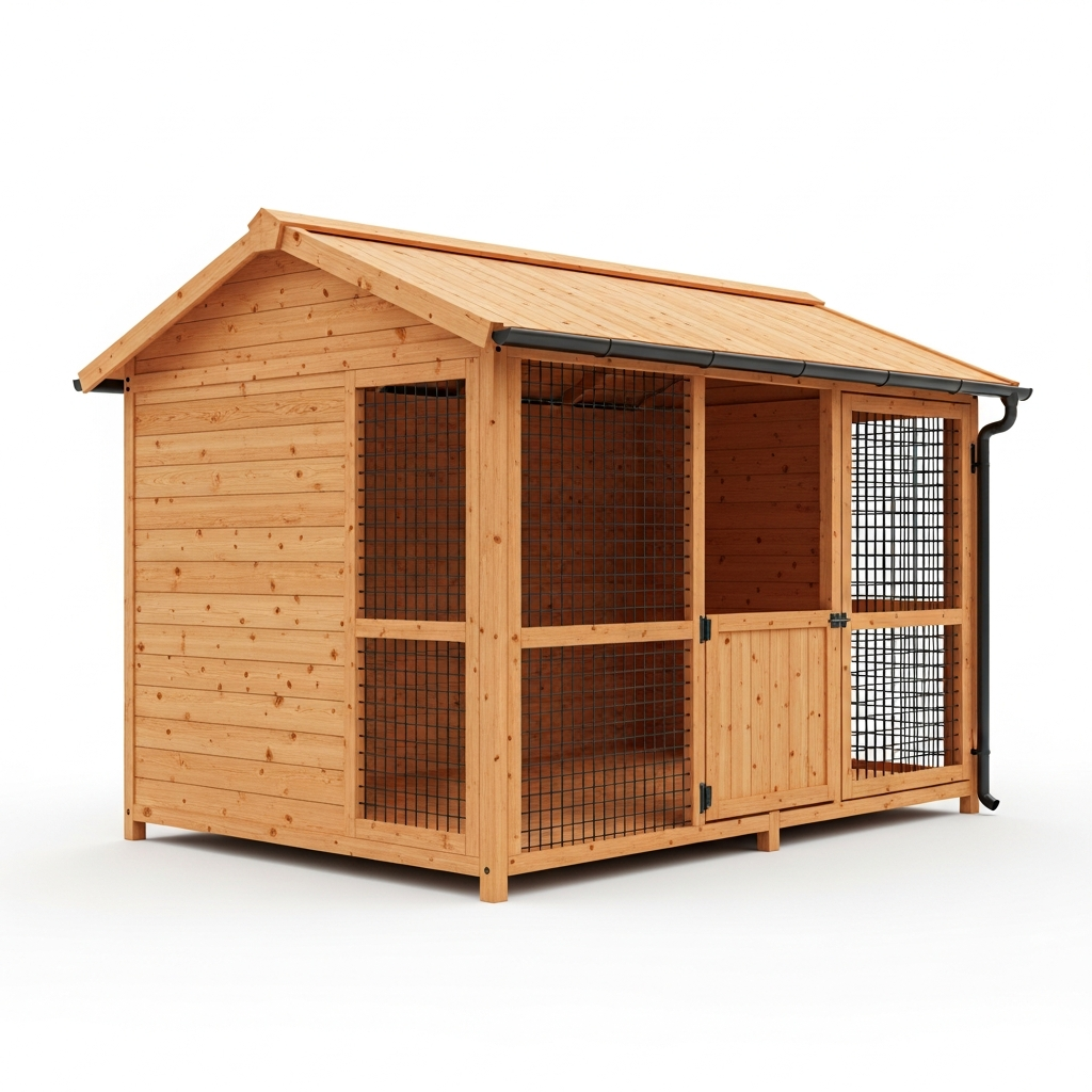 TIMBERLINE 5' × 8' CEDAR KENNEL — Outdoor Dog Kennels